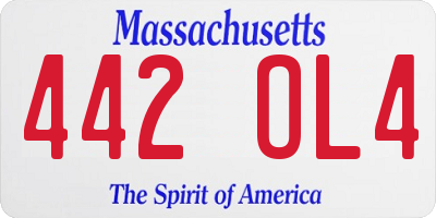 MA license plate 442OL4