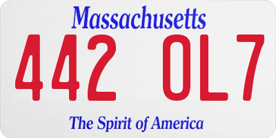 MA license plate 442OL7