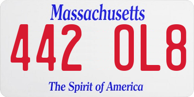 MA license plate 442OL8