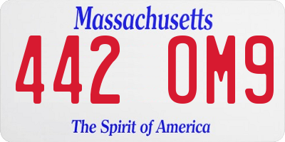 MA license plate 442OM9