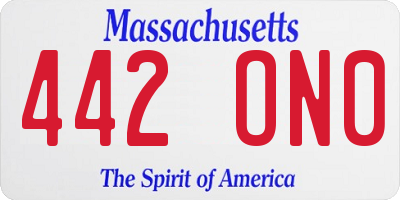 MA license plate 442ON0