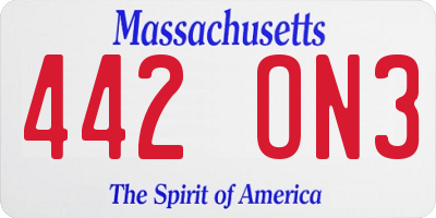 MA license plate 442ON3