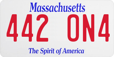 MA license plate 442ON4
