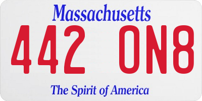 MA license plate 442ON8