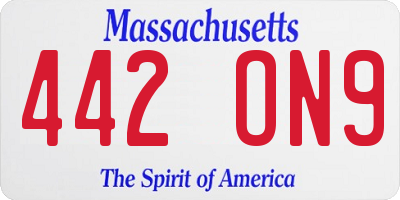 MA license plate 442ON9