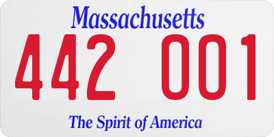 MA license plate 442OO1