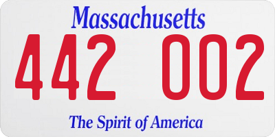 MA license plate 442OO2