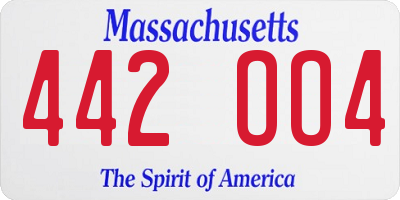 MA license plate 442OO4
