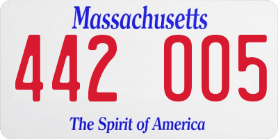 MA license plate 442OO5