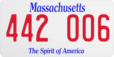 MA license plate 442OO6