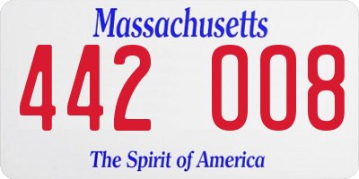 MA license plate 442OO8