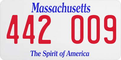 MA license plate 442OO9