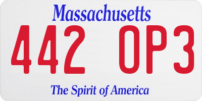 MA license plate 442OP3
