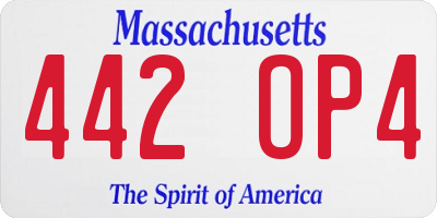 MA license plate 442OP4
