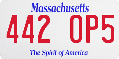 MA license plate 442OP5