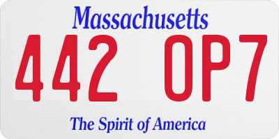 MA license plate 442OP7