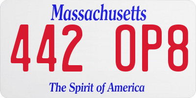 MA license plate 442OP8