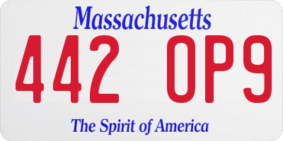 MA license plate 442OP9