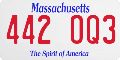 MA license plate 442OQ3