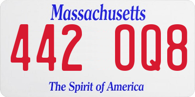 MA license plate 442OQ8