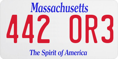 MA license plate 442OR3