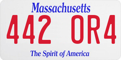 MA license plate 442OR4