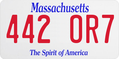 MA license plate 442OR7