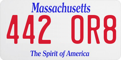 MA license plate 442OR8
