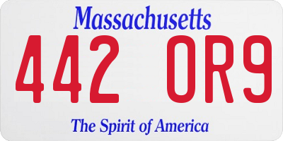 MA license plate 442OR9