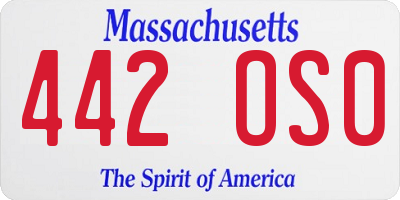MA license plate 442OS0