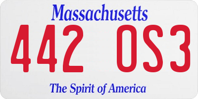 MA license plate 442OS3