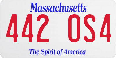 MA license plate 442OS4