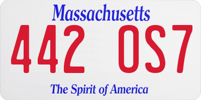 MA license plate 442OS7