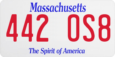MA license plate 442OS8