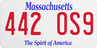 MA license plate 442OS9