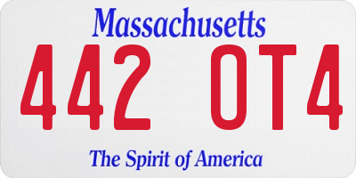 MA license plate 442OT4