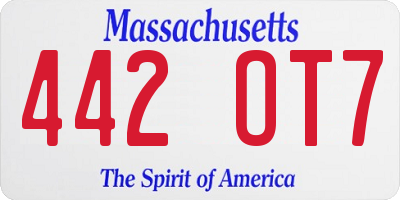 MA license plate 442OT7