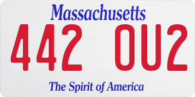 MA license plate 442OU2