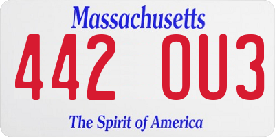 MA license plate 442OU3