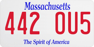 MA license plate 442OU5