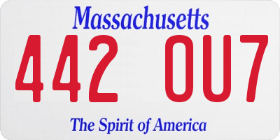MA license plate 442OU7