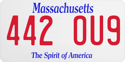 MA license plate 442OU9