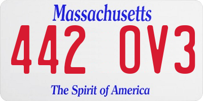 MA license plate 442OV3