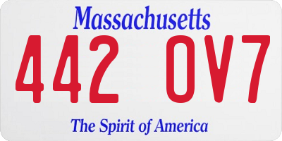 MA license plate 442OV7