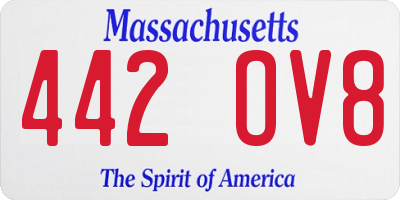 MA license plate 442OV8