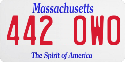 MA license plate 442OW0