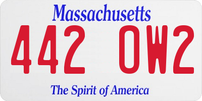 MA license plate 442OW2