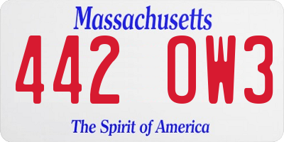 MA license plate 442OW3