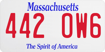 MA license plate 442OW6