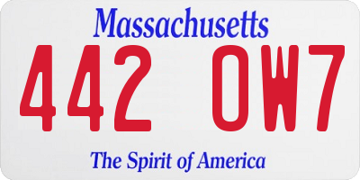 MA license plate 442OW7